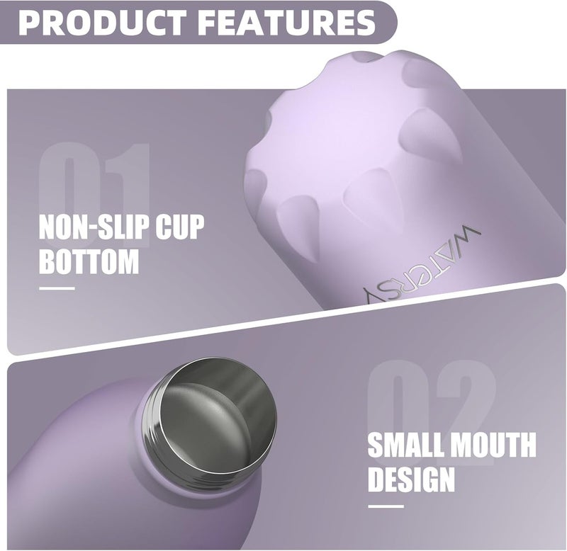WATERSY Stainless Steel water bottles,17oz/500ml Insulated Water Bottles,Purple metal water bottle Keeps Drink Cold and Hot,BPA Free kids water bottles for School,Gym,Travel,Sports - Image 5